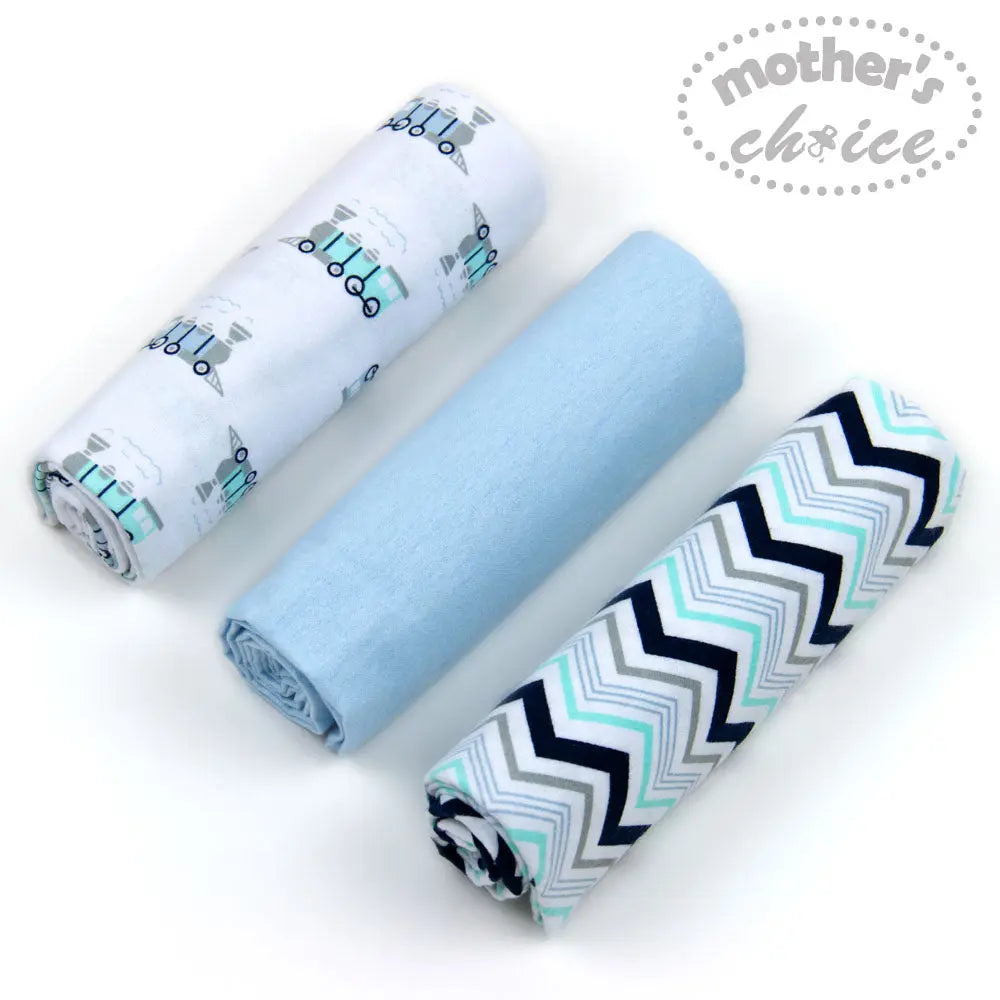 Mothers Choise Item: 3Pk Flannel Receiver With Overlock Binding  - 3 Mothers Choice Yallatoys