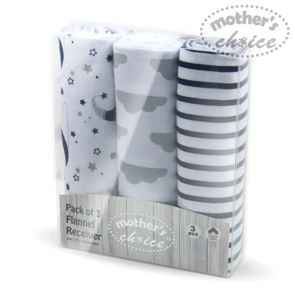 Mothers Choise Item: 3Pk Flannel Receiver With Overlock Binding  - 4 Mothers Choice Yallatoys