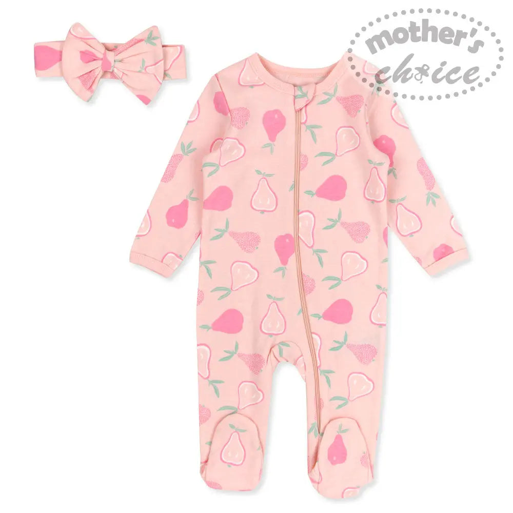Mothers Choice Headband+Coverall - Pink Mothers Choice
