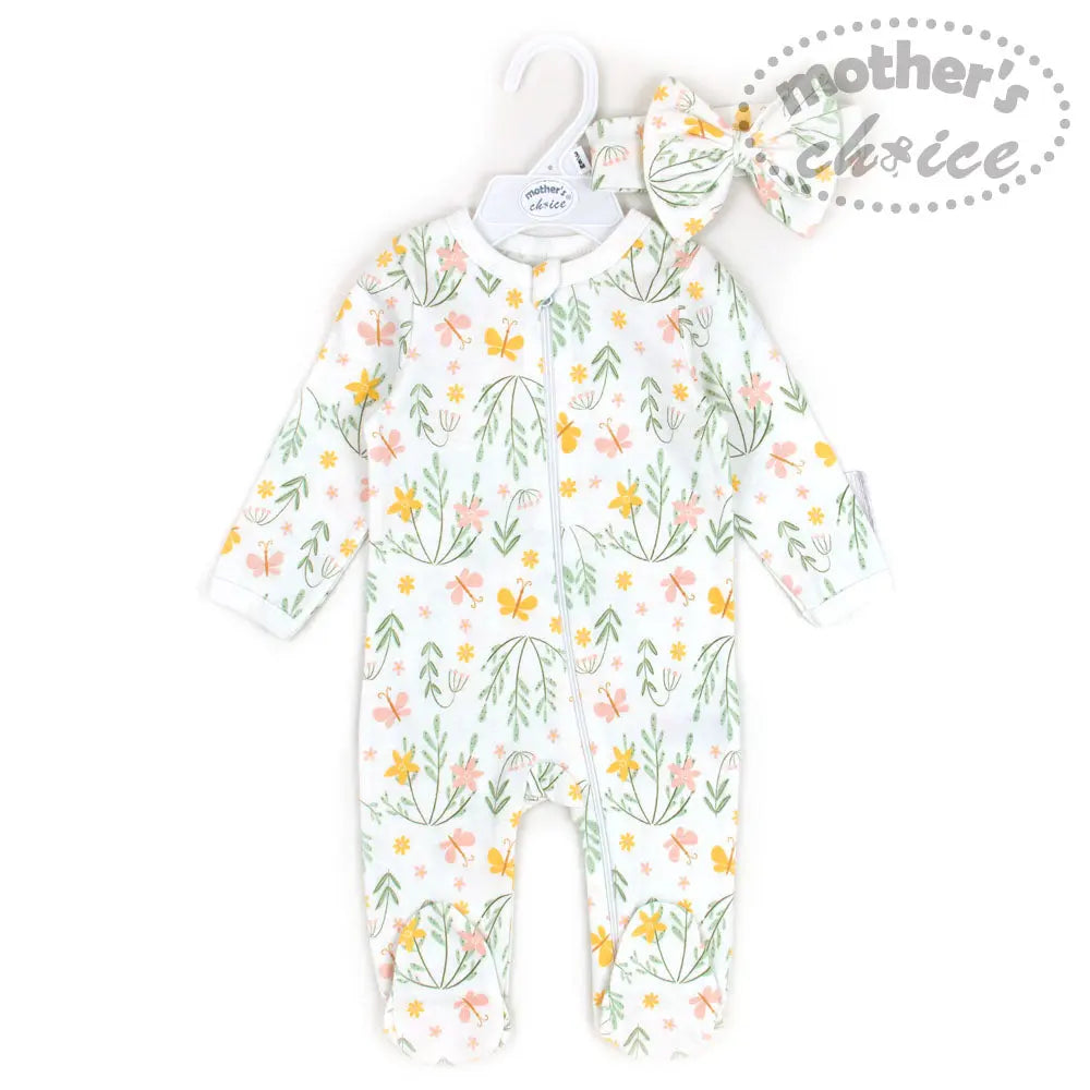 Mothers Choice Headband+Coverall - White Mothers Choice