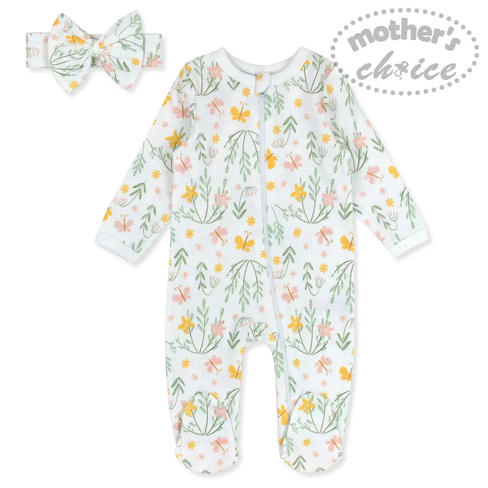 Mothers Choice Headband+Coverall - White Mothers Choice