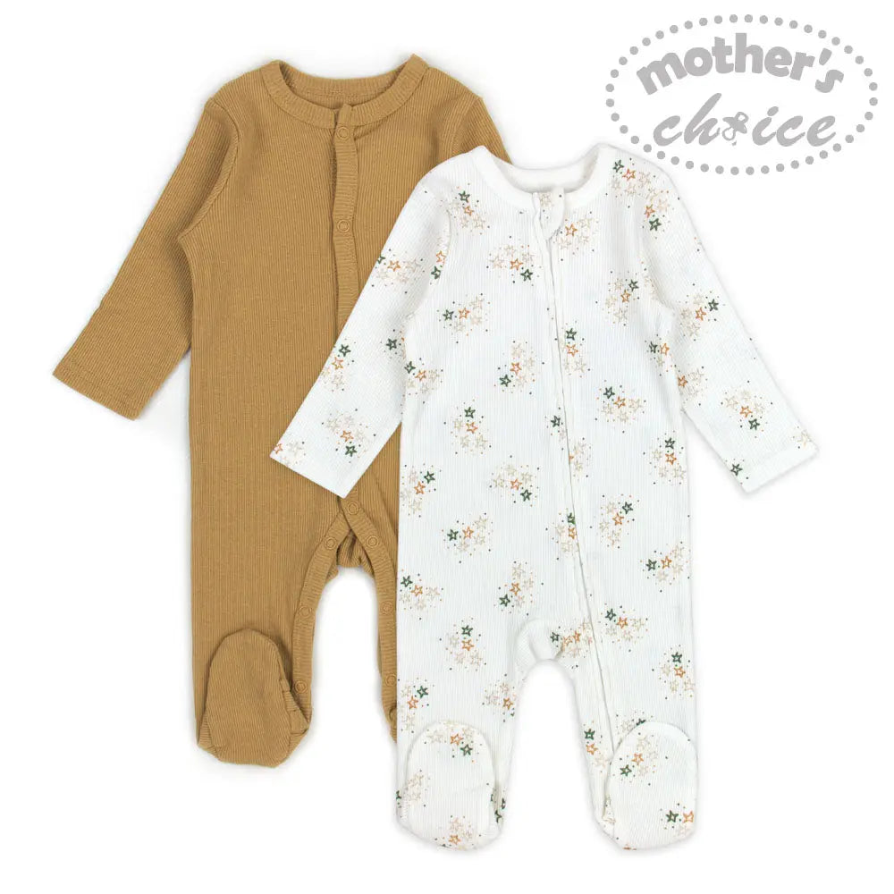 Mothers Choice 2Pk Coverall - White Mothers Choice