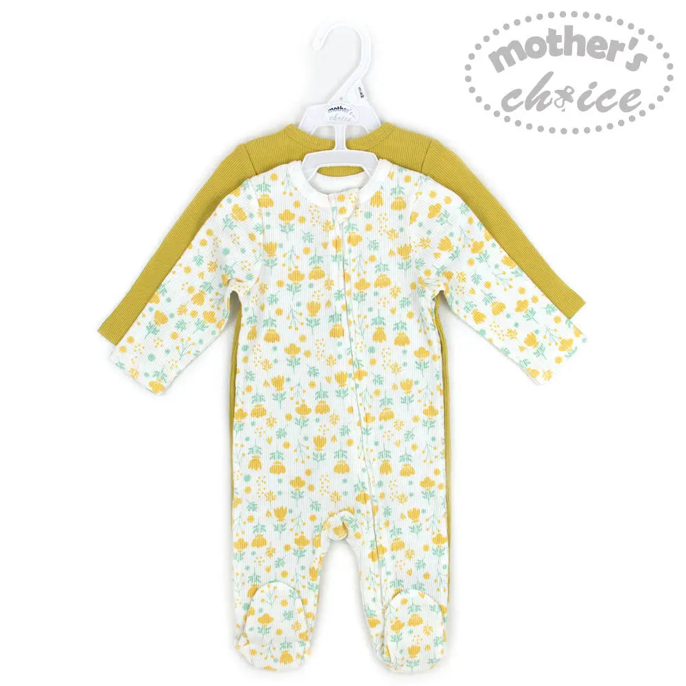 Mothers Choice 2Pk Coverall - Yellow Mothers Choice