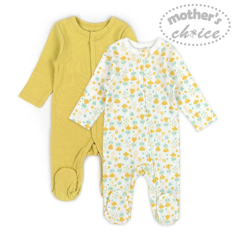 Mothers Choice 2Pk Coverall - Yellow Mothers Choice