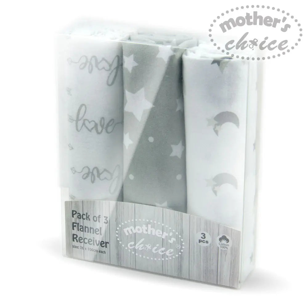 Mothers Choise Item: 3Pk Flannel Receiver With Overlock Binding  - 5 Mothers Choice Yallatoys