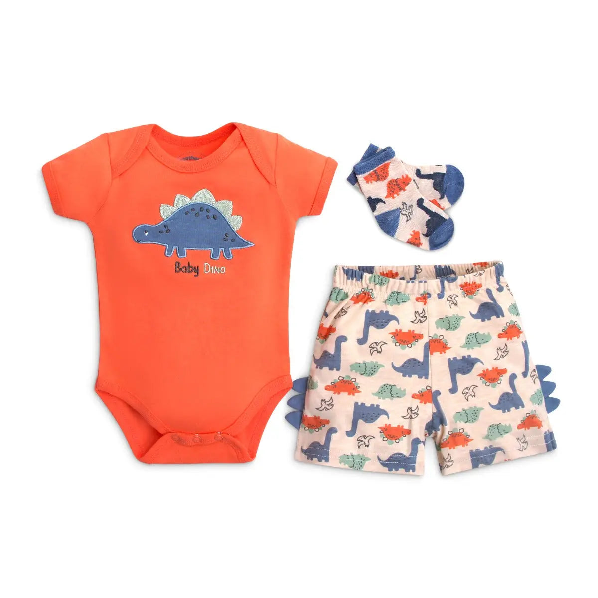 Mothers Choice Item:Baby Creeper Short Socks 3 Pc Set - Orange Mothers Choice