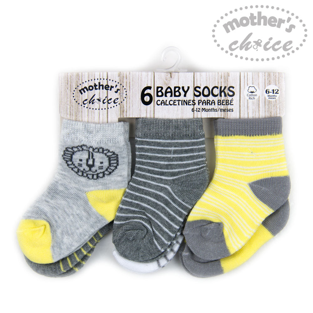 Mother'S Choice-Baby'S 6 Pack Socks. Yellowac Mothers Choice Yallatoys