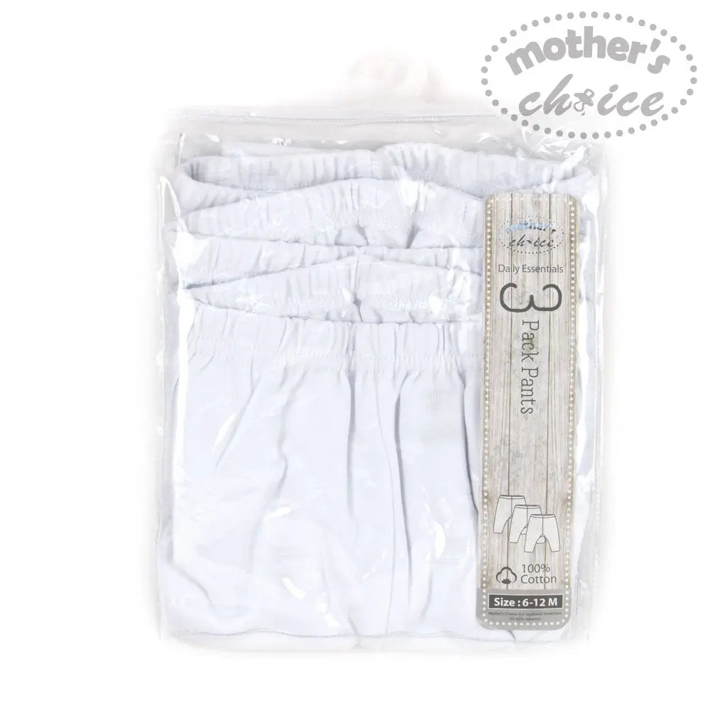 Mothers Choice Baby 3pcs Pack White Long Pants Mothers Choice