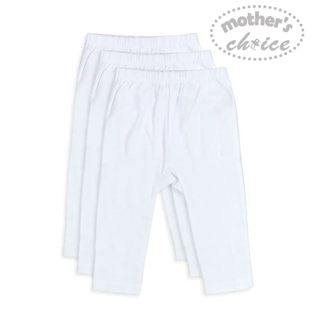 Mothers Choice Baby 3pcs Pack White Long Pants Mothers Choice