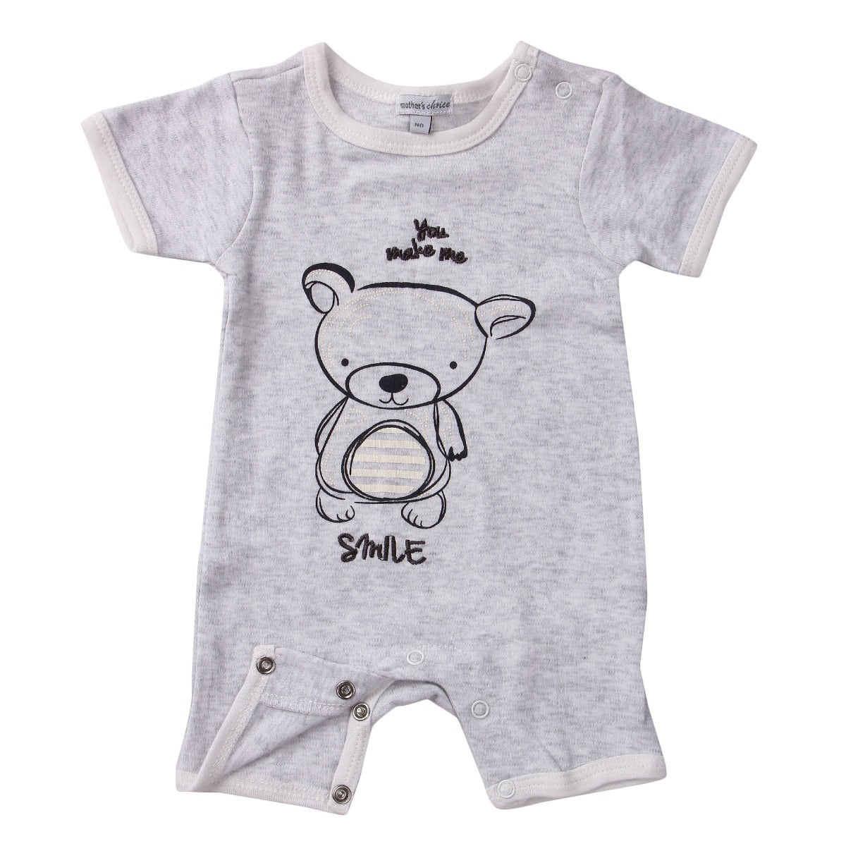 Mothers Choice Baby 2 Pack Short Rompers - Grey Mothers Choice