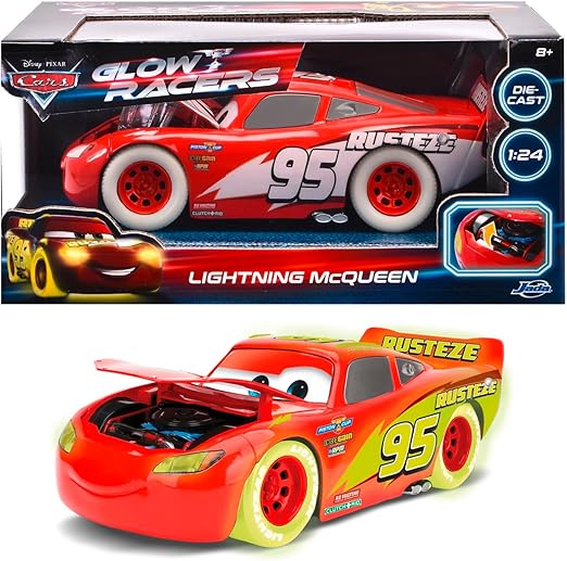 Buy Jada Glow Racers Lightning McQueen Car from Disney Pixars Cars (Sold Separately Subject To Availability) | Yallatoys.com