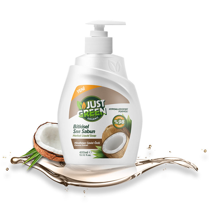 Just Green Organic Herbal Liquid Hand Soap  400 ML -Coconut Just Green Organic Yallatoys