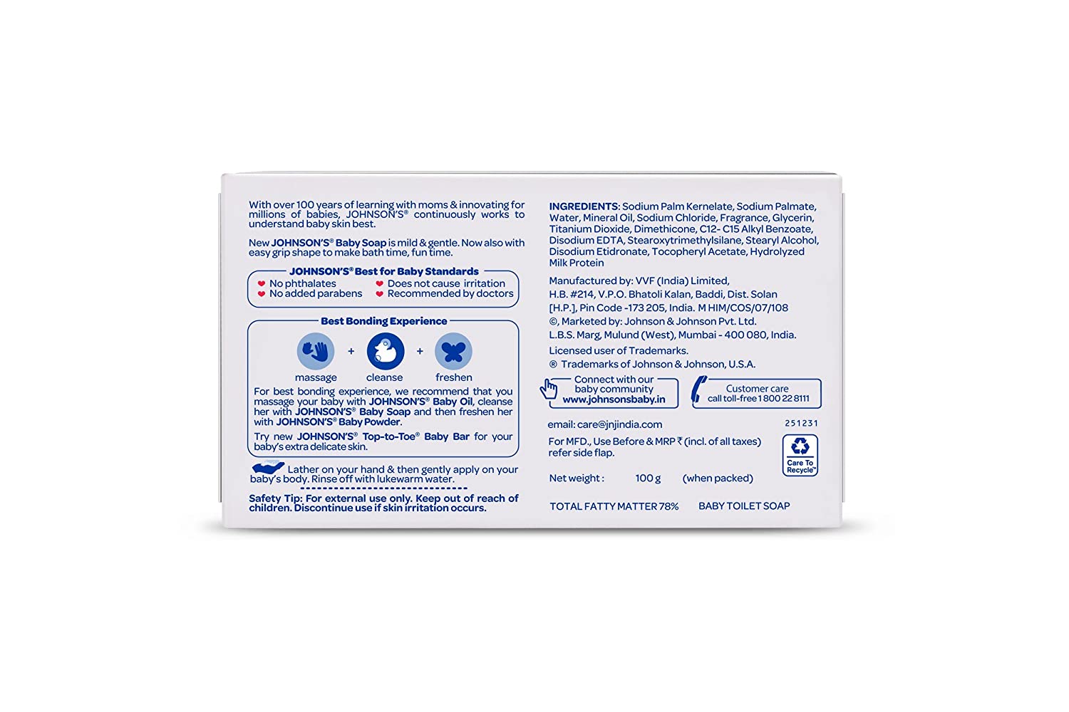 Johnson & Johnson Baby Soap Reg 1X100G Johnson & Johnson Yallatoys