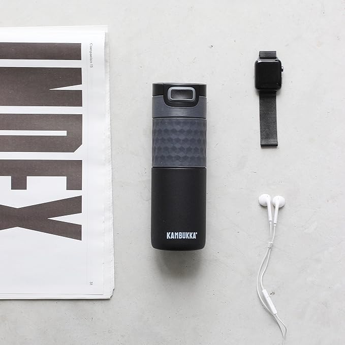 Buy Kambukka Etna Grip SS Double Wall Vacuum Insulated Tumbler 500 ml Black Steel | Yallatoys.com