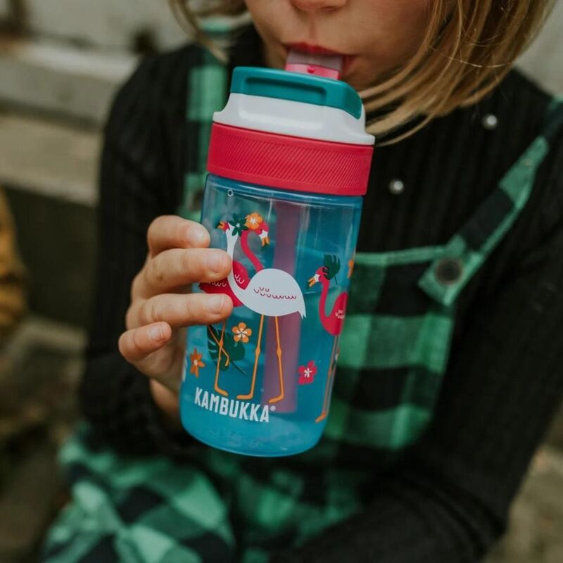 Buy Kambukka Lagoon BPA Free Water Bottle With Straw Lid 400 ml Blue Flamingo | Yallatoys.com