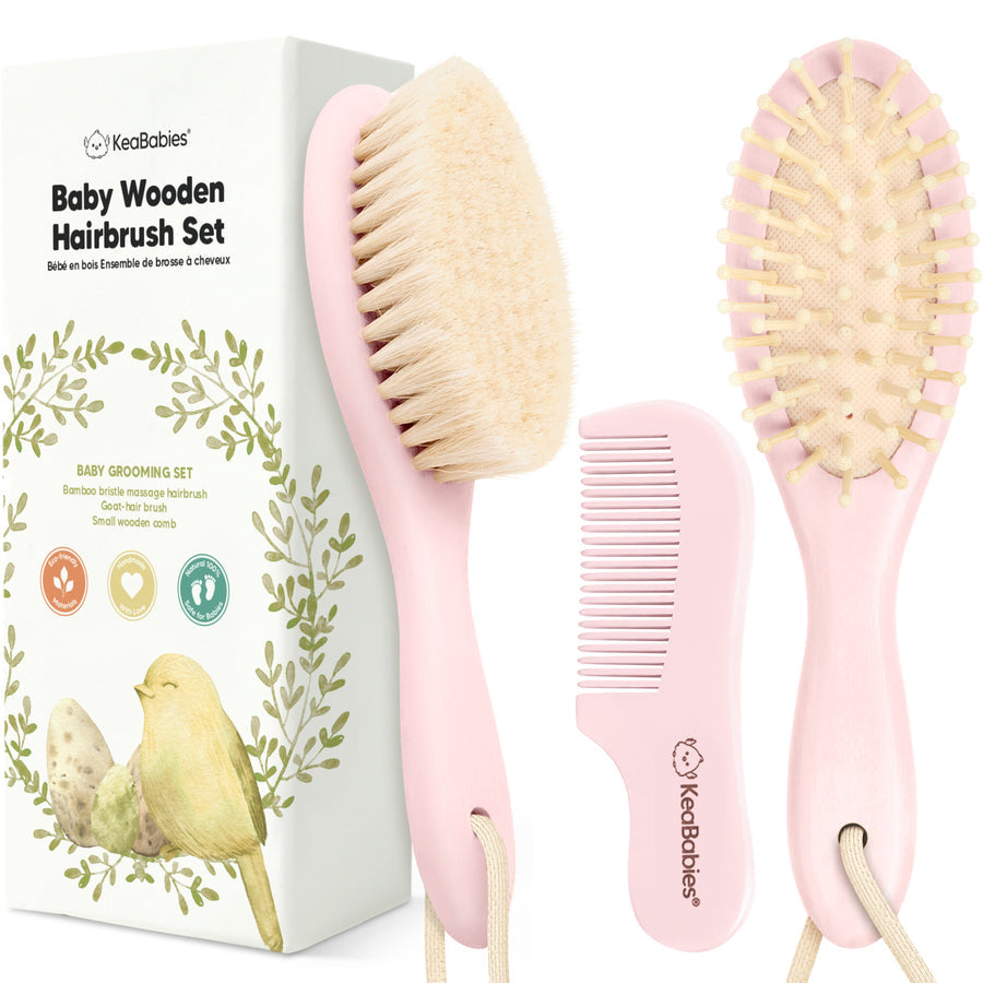 KeaBabies Baby Hair Brush and Comb Set Blush KeaBabies Yallatoys