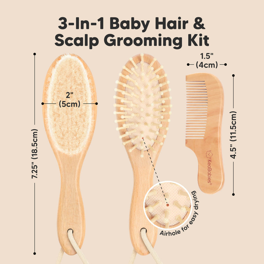 KeaBabies Baby Hair Brush and Comb Set  Walnut KeaBabies Yallatoys