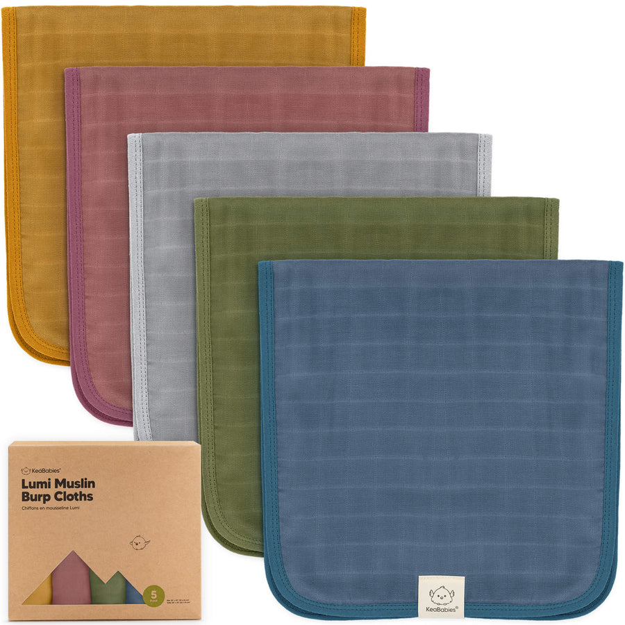 KeaBabies 5-Pack Lumi Muslin Burp Cloths Corals KeaBabies Yallatoys