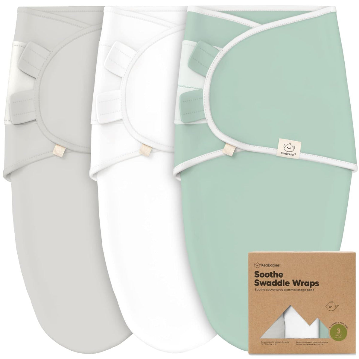 KeaBabies 3 Pack Soothe Swaddle Wrap Sage KeaBabies Yallatoys