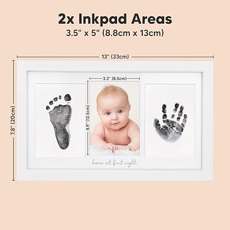 Keababies Duo Clean Touch Inkless Hand & Footprint Frame Kit Alpine White KeaBabies Yallatoys