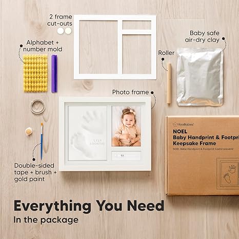 Keababies Ever Keepsake Frame Baby Hand And Footprint Kit Alpine White KeaBabies Yallatoys
