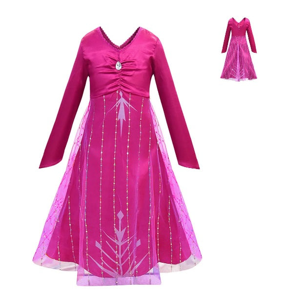 Frozen 2 Cosplay Elsa Anna Princess Dress Kids Fuschia Kids Costumes Yallatoys