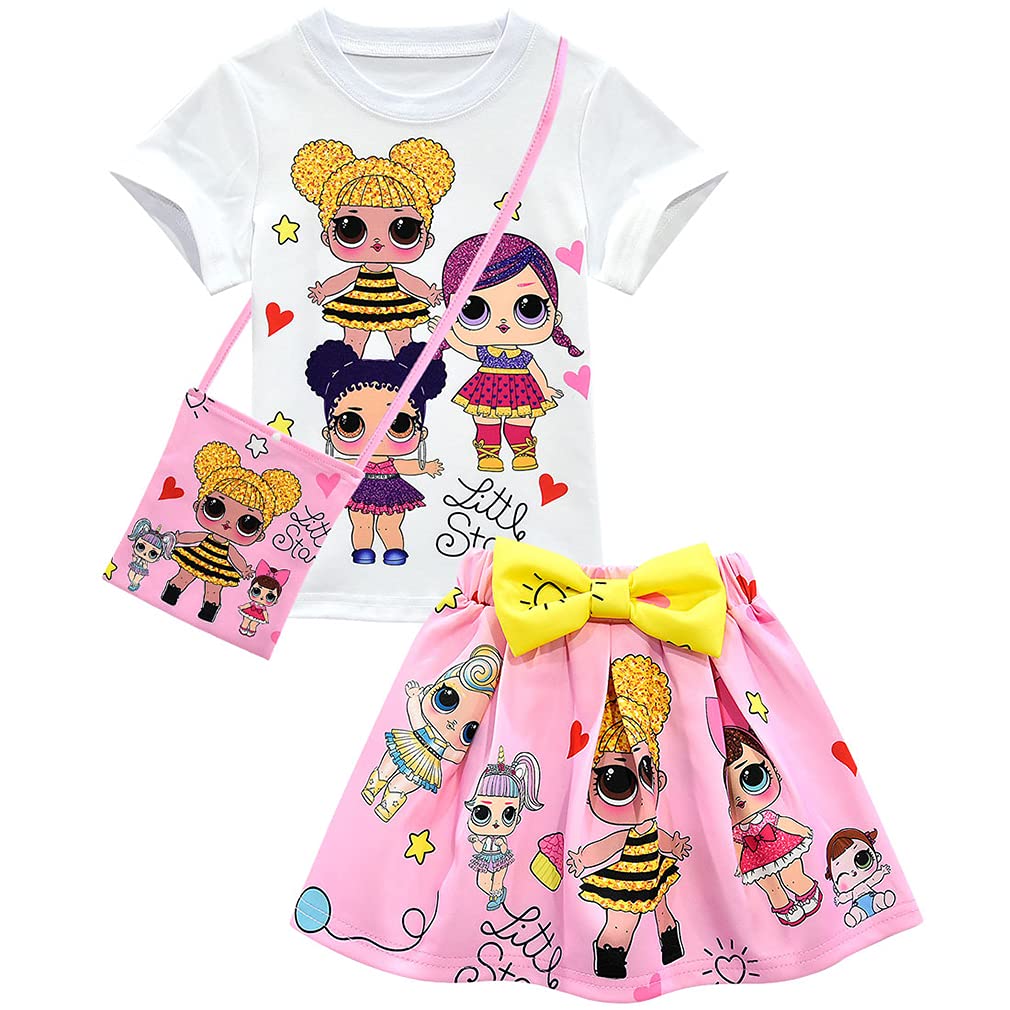 LOL Surprise Short Sleeve Shirt Skirt Set Princess Party Outfit Kids Costumes Yallatoys