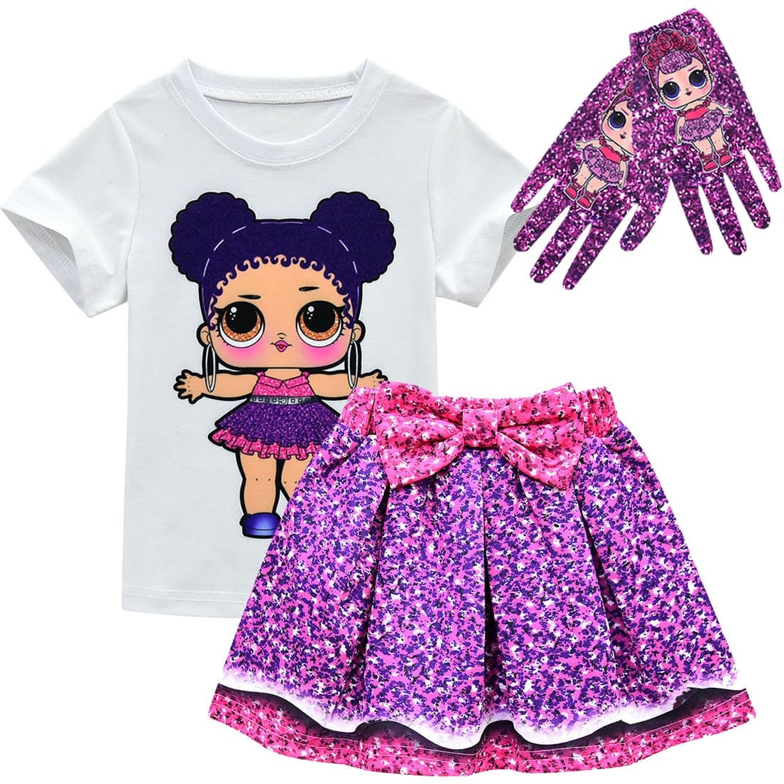Buy LOL Surprise Short Sleeve Shirt Purple Skirt Set with Gloves Party Outfit | Yallatoys.com