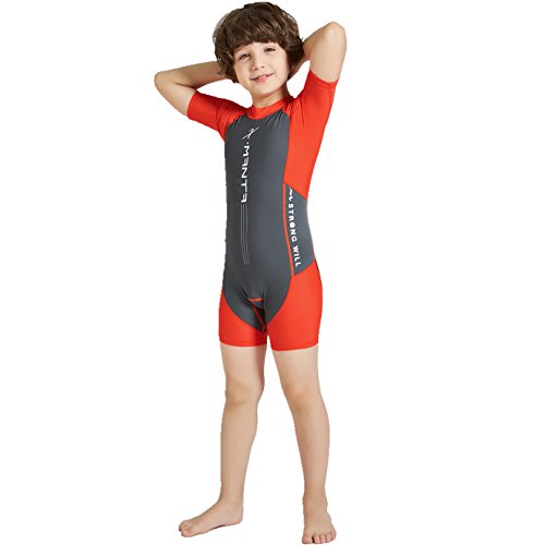 Short Sleeve Orange Grey Swimsuit Kids Costumes Yallatoys