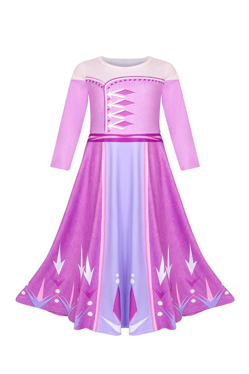 Purple Queen Elsa Long Sleeve Dress Kids Costumes Yallatoys