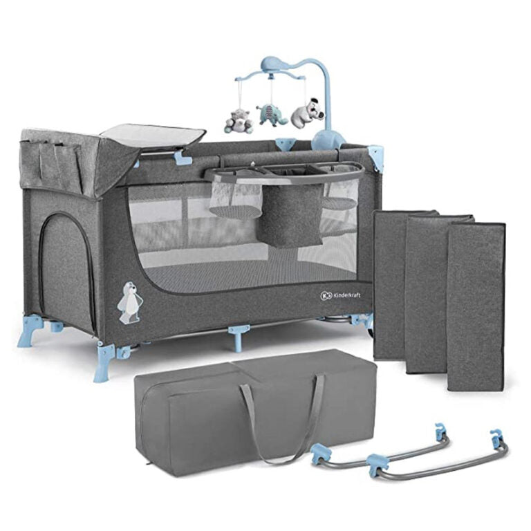 Kinderkraft Joy Folding Bed With Accessories Blue Kinderkraft Yallatoys