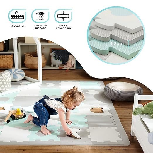 Kinderkraft Puzzle Luno Shapes Mat 30pcs Mint Kinderkraft Yallatoys