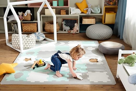 Kinderkraft Puzzle Luno Shapes Mat 30pcs Mint Kinderkraft Yallatoys