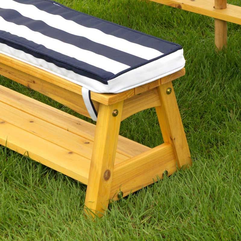 Buy Kidkraft Outdoor Table & Bench Set with Cushions & Umbrella Navy with White Stripes | Yallatoys.com