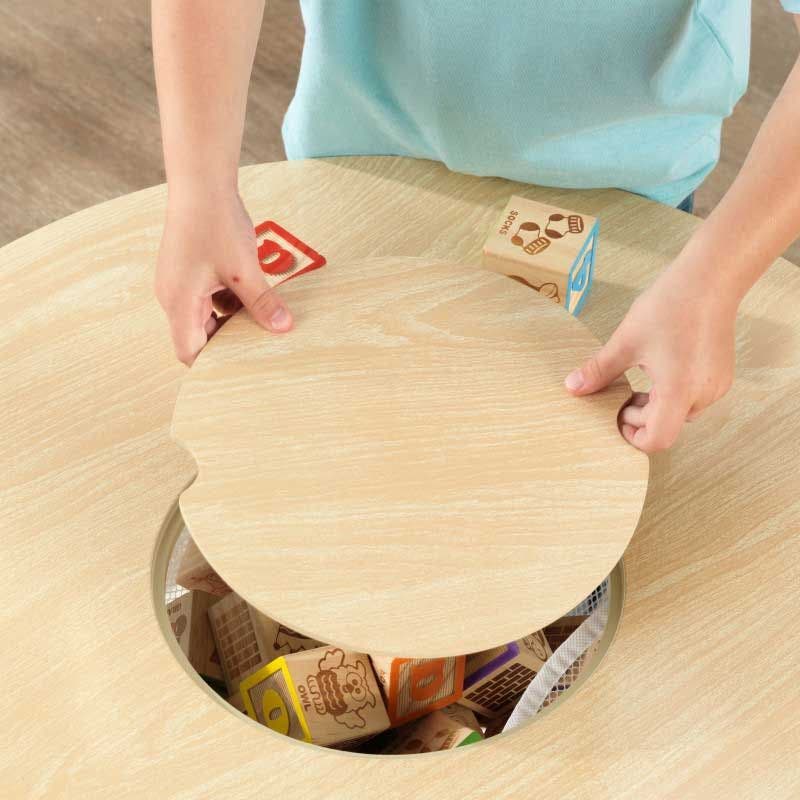 Buy Kidkraft Round Storage Table 2 Chair Set Natural & White | Yallatoys.com