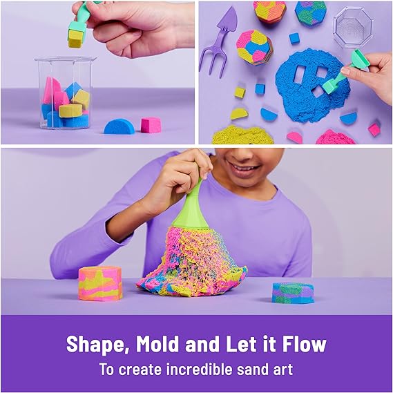 Buy Kinetic Sand Squish N Create Playset with 13.5oz of Blue, Yellow and Pink Play Sand 5 Tools | Yallatoys.com
