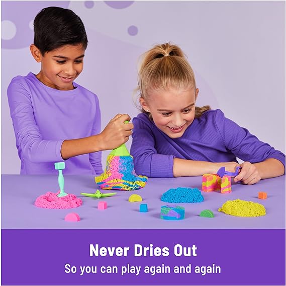 Buy Kinetic Sand Squish N Create Playset with 13.5oz of Blue, Yellow and Pink Play Sand 5 Tools | Yallatoys.com