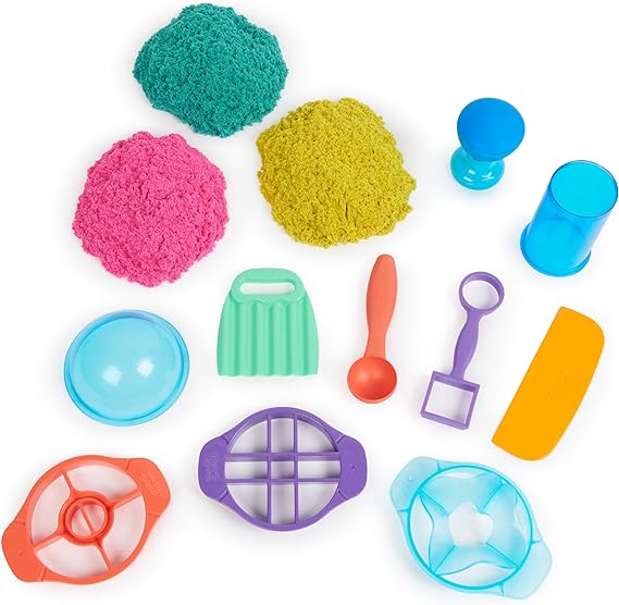 Buy Kinetic Sand Ultimate Sandisfying Set with 2lb of Pink Yellow and Teal Play Sand 10 Molds and Tools | Yallatoys.com