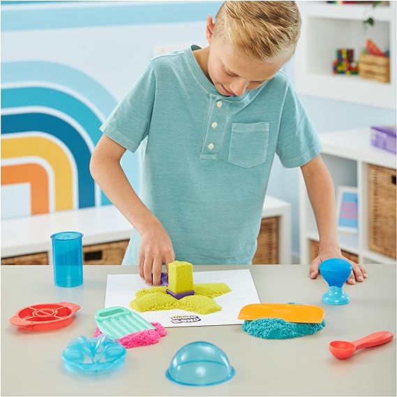 Buy Kinetic Sand Ultimate Sandisfying Set with 2lb of Pink Yellow and Teal Play Sand 10 Molds and Tools | Yallatoys.com