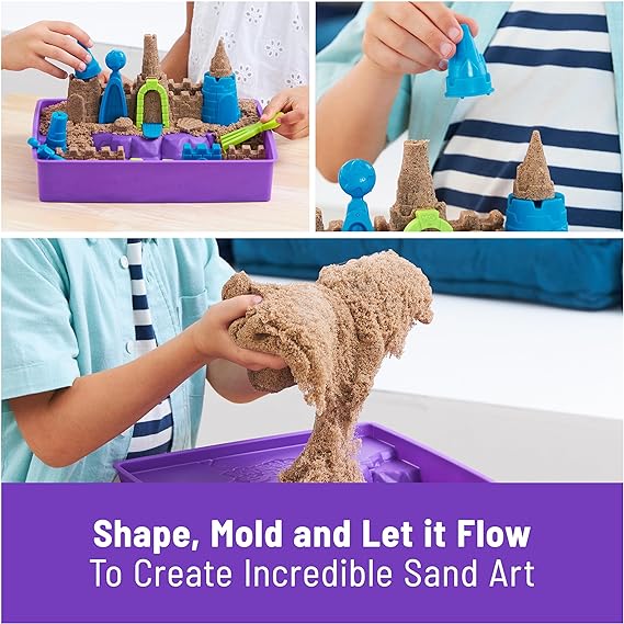 Buy Kinetic Sand Deluxe Beach Castle Playset with 2.5lbs of Beach Sand Includes Molds and Tools | Yallatoys.com