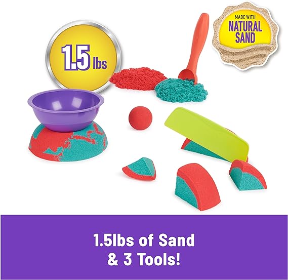 Buy Kinetic Sand Mold N Flow 1.5lbs Red and Teal Play Sand with 3 Tools | Yallatoys.com