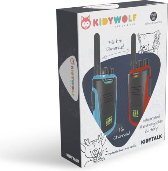 Buy Kidywolf Kidytalk Walkie Talkies Blue Or Red 2 pieces  | Yallatoys.com