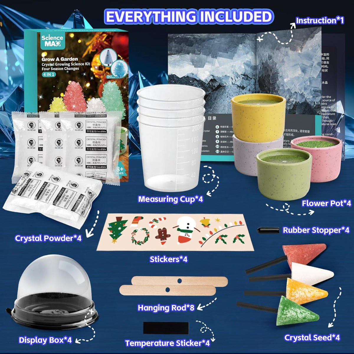 Buy Kidewan Grow A Garden Crystal Growing Science Kit 4 in 1 | Yallatoys.com