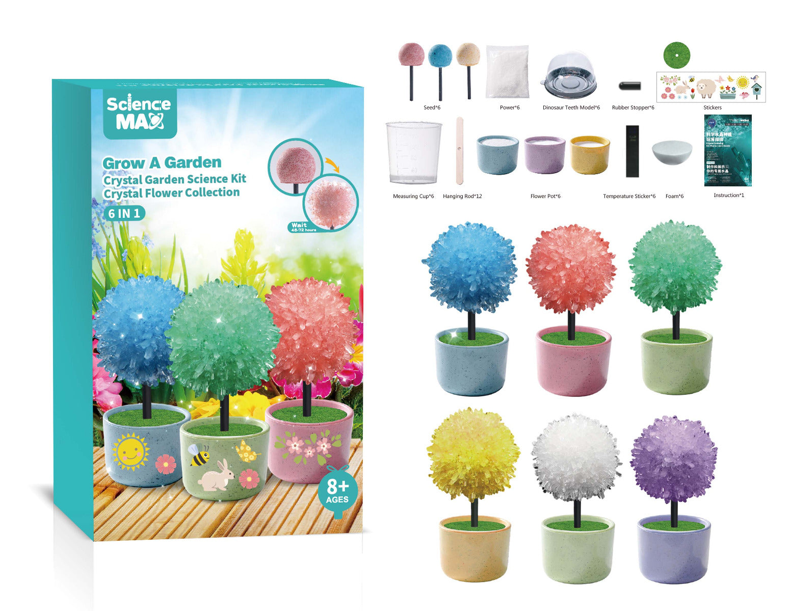 Buy Kidewan Grow A Garden Crystal Growing Science Kit Crystal Flower 6 IN 1 | Yallatoys.com