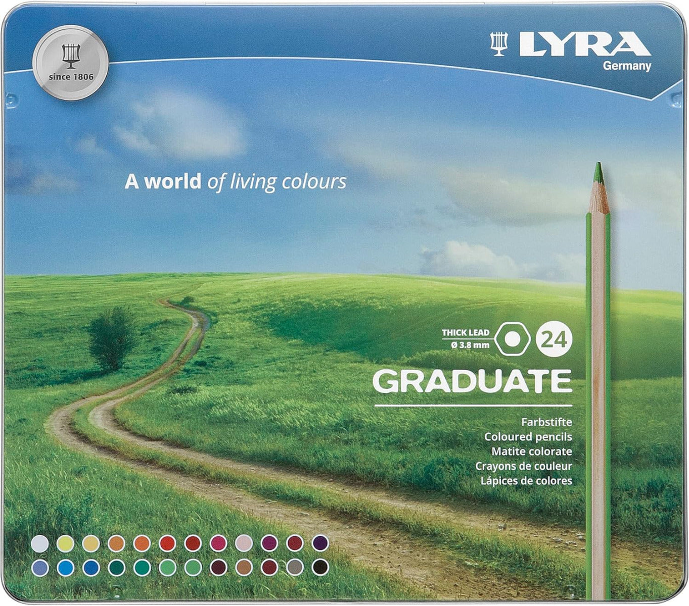 Buy Lyra Graduate Permanent Colored Pencil Tin Box Of 24 | Yallatoys.com
