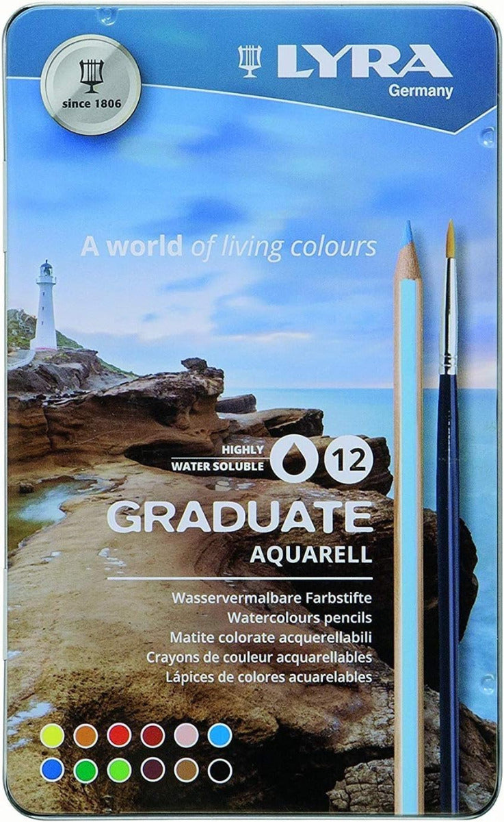 Buy Lyra Graduate Aquarell Pencil Tin Box Of 12 | Yallatoys.com