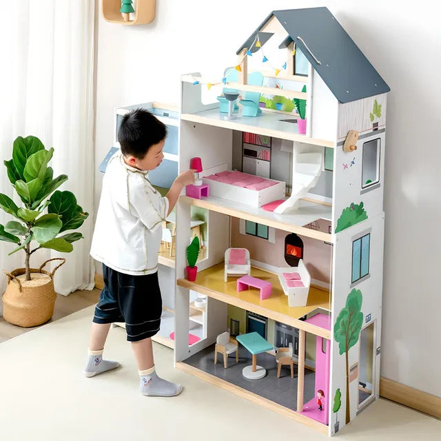 Buy Little Angel Kids Wooden Doll House Playset | Yallatoys.com