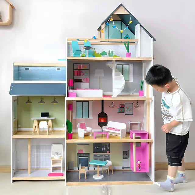 Buy Little Angel Kids Wooden Doll House Playset | Yallatoys.com