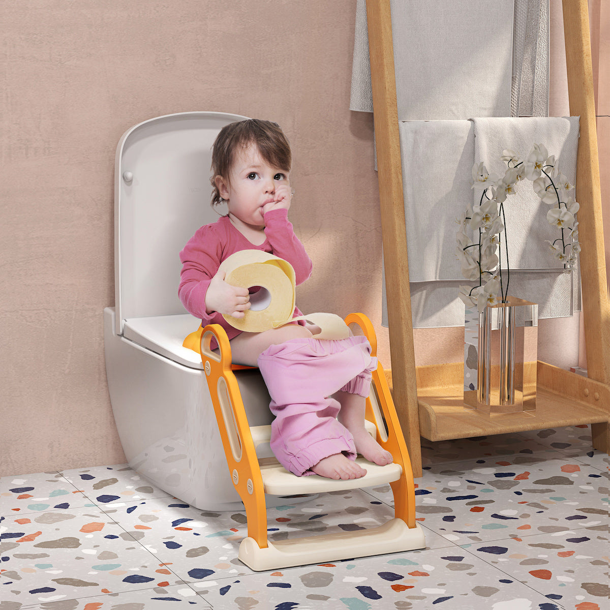 Little Angel Potty Training Step Potty Orange Little Angel Yallatoys