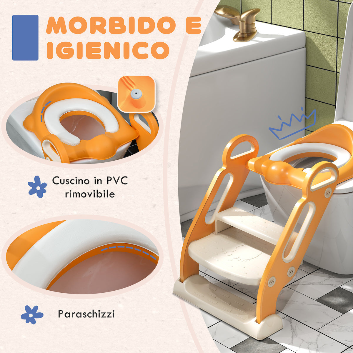 Little Angel Potty Training Step Potty Orange Little Angel Yallatoys